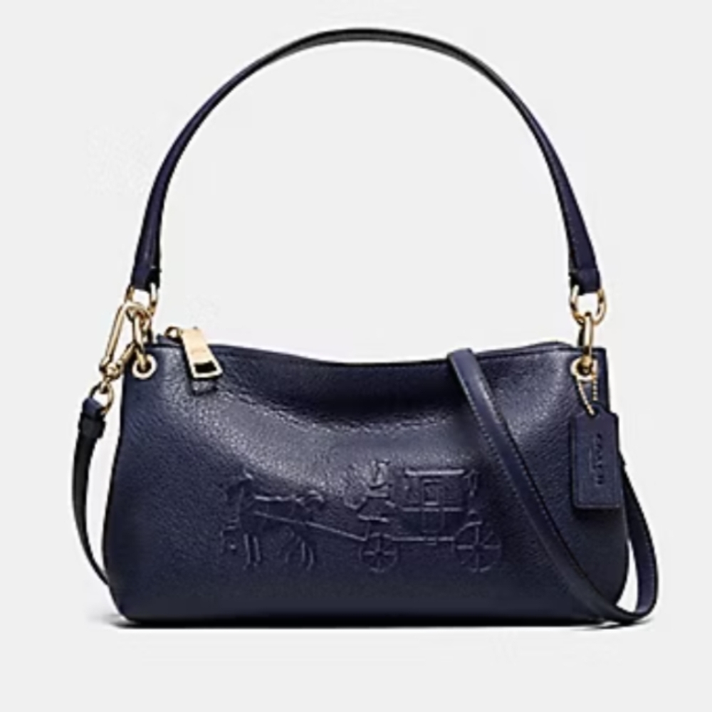 Coach Navy Mini Bag with Gold Accents